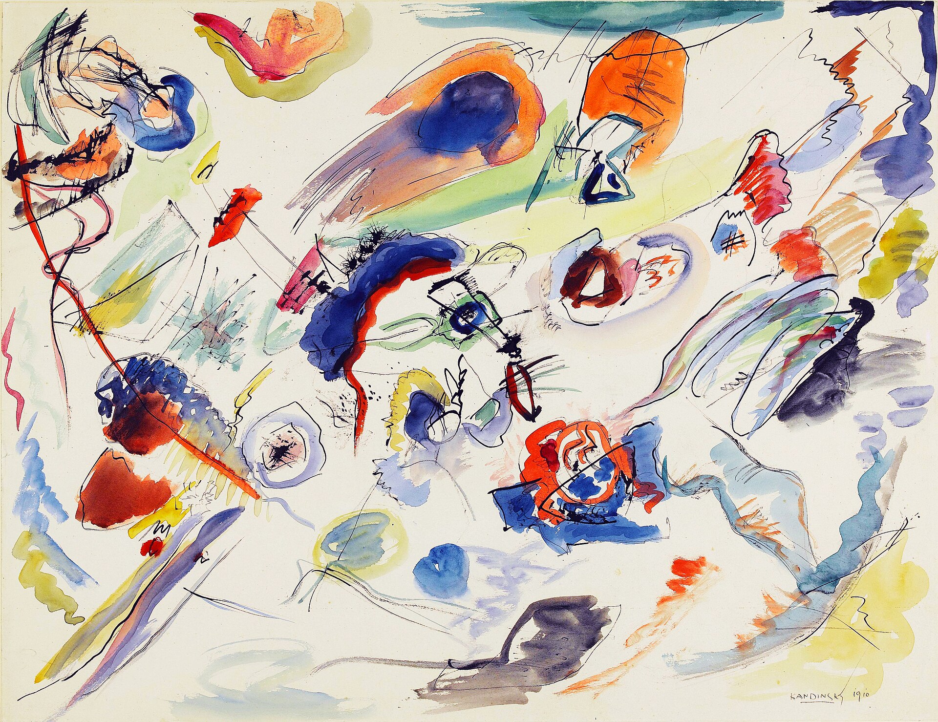 Kandinsky — Première Aquarelle Abstraite, vers 1910