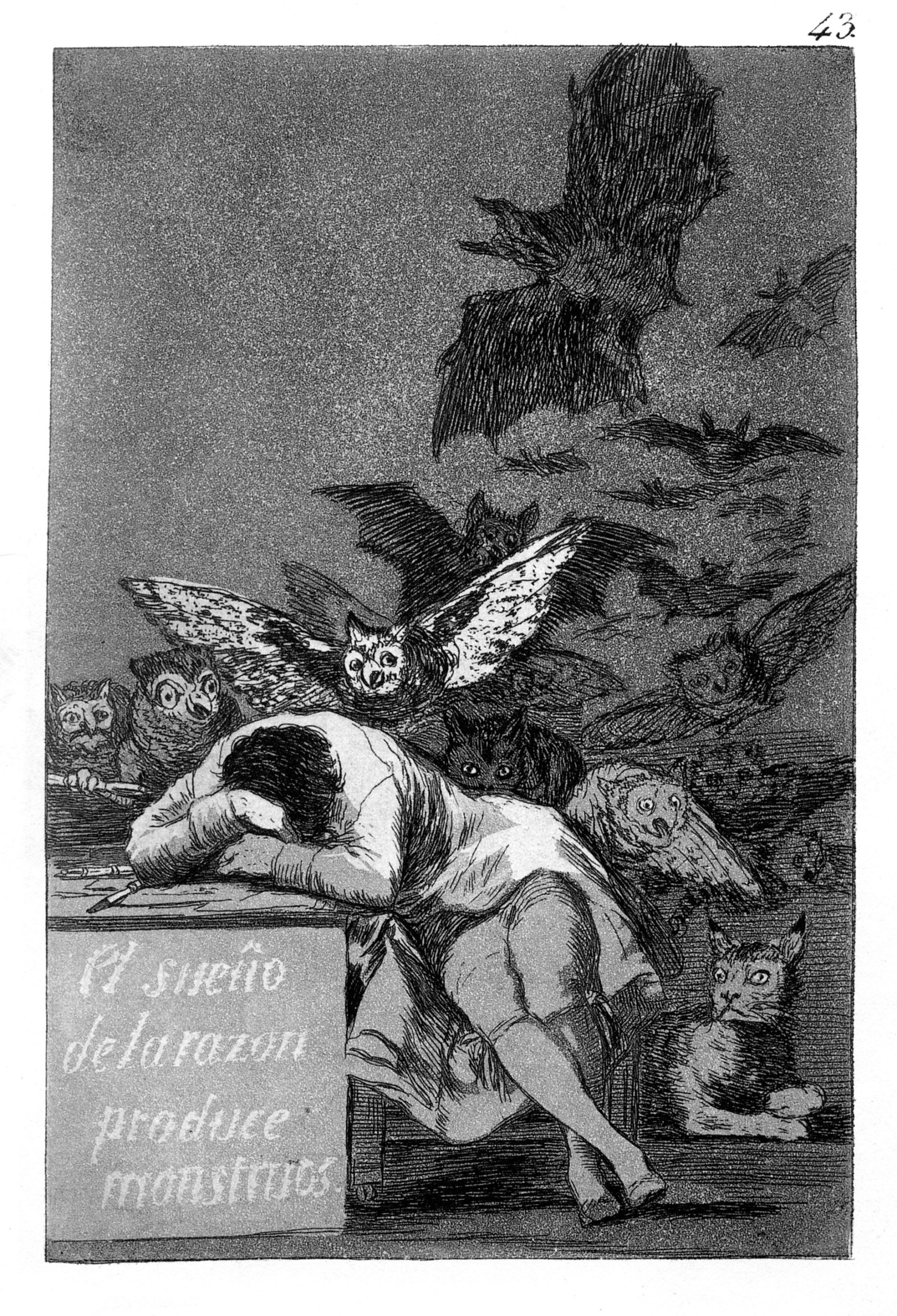 Francisco Goya — Le Sommeil de la raison produit des monstres, gravure des Caprices