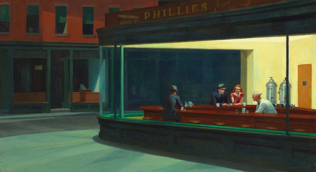 Edward Hopper — Nighthawks, 1942, huile sur toile, Art Institute of Chicago