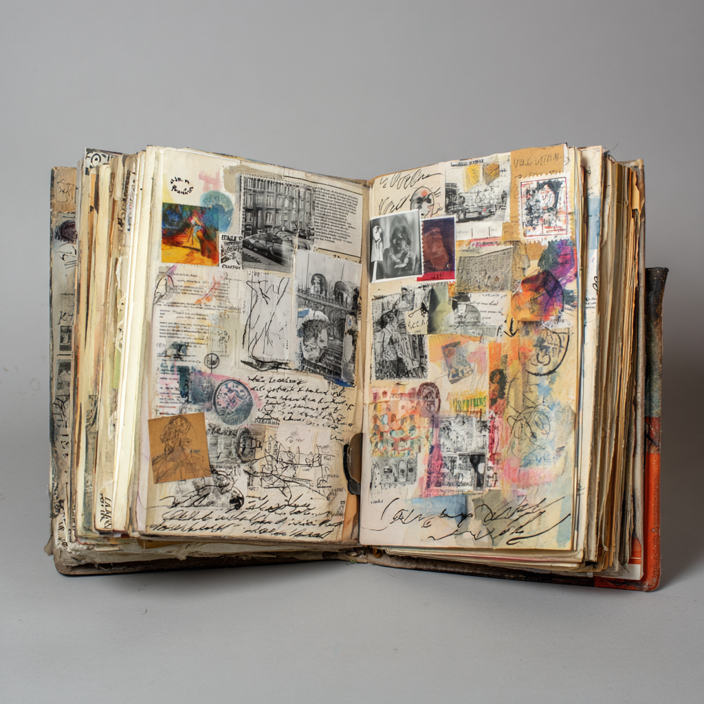 Habitude dessin quotidien - carnet visible sur le bureau, dix minutes par jour
