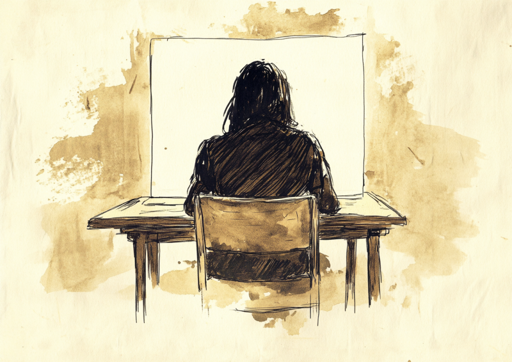 Reconversion créative dessin - portrait d'adulte qui se réoriente vers le geste graphique