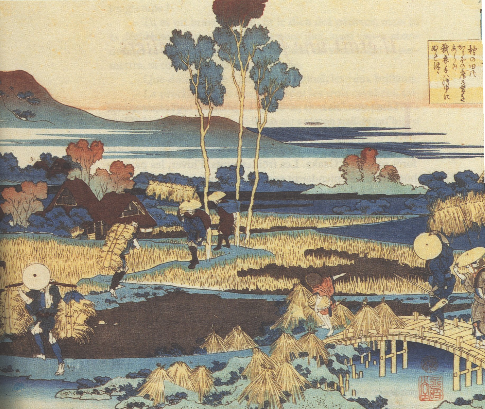 Hokusai — Paysans en automne, estampe ukiyo-e représentant la vie quotidienne