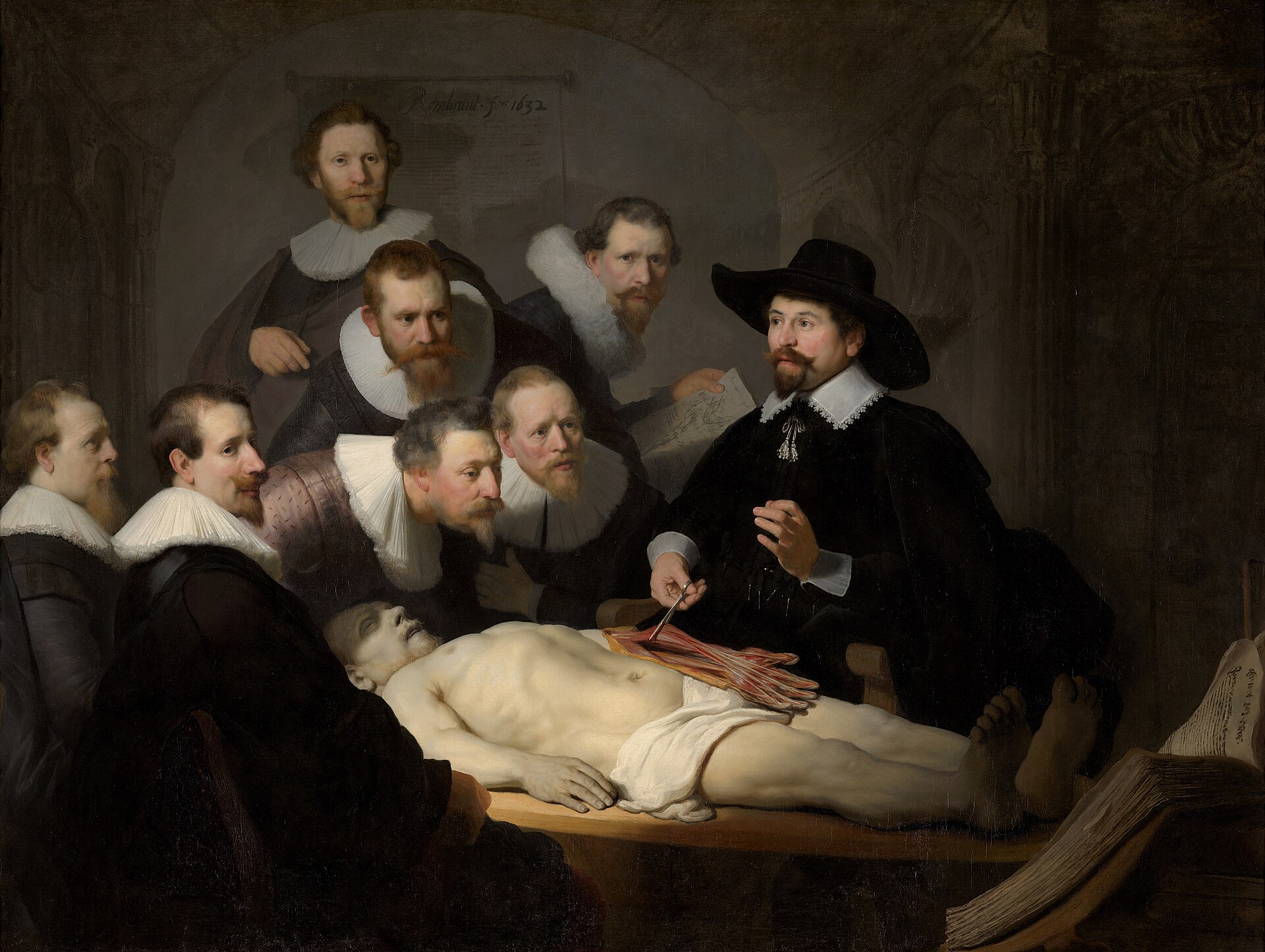 Rembrandt van Rijn — La Leçon d'anatomie du Dr Tulp, 1632, Mauritshuis